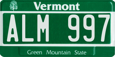 VT license plate ALM997