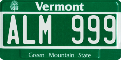 VT license plate ALM999