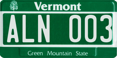VT license plate ALN003