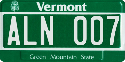 VT license plate ALN007