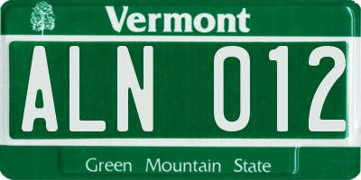 VT license plate ALN012