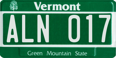 VT license plate ALN017