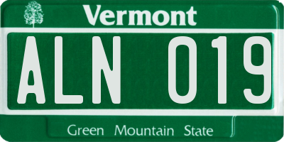 VT license plate ALN019