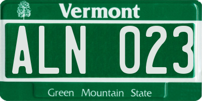 VT license plate ALN023