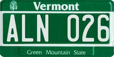 VT license plate ALN026