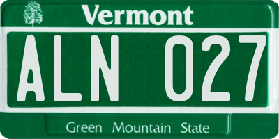 VT license plate ALN027