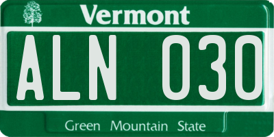 VT license plate ALN030