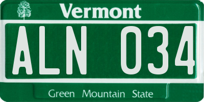 VT license plate ALN034