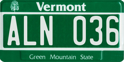 VT license plate ALN036