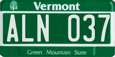 VT license plate ALN037