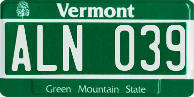 VT license plate ALN039