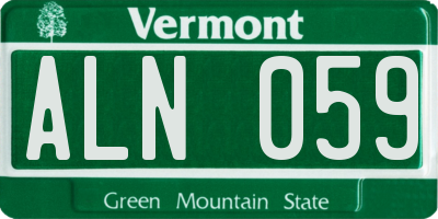 VT license plate ALN059