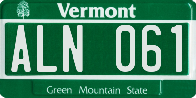 VT license plate ALN061