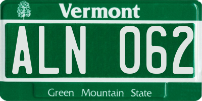 VT license plate ALN062