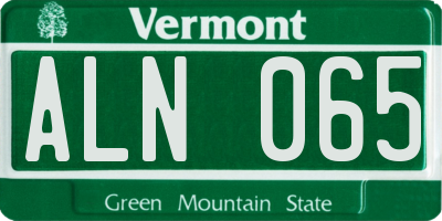 VT license plate ALN065