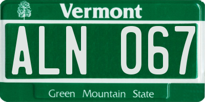 VT license plate ALN067