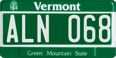 VT license plate ALN068