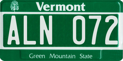 VT license plate ALN072