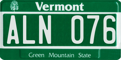 VT license plate ALN076