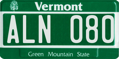 VT license plate ALN080