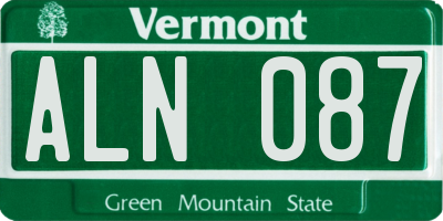 VT license plate ALN087