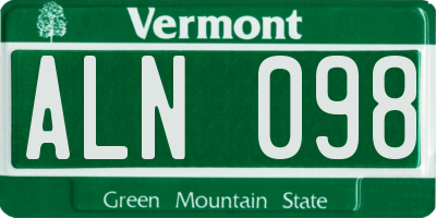 VT license plate ALN098