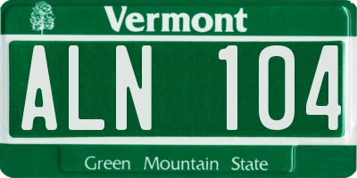 VT license plate ALN104