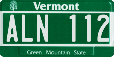 VT license plate ALN112