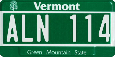 VT license plate ALN114