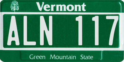 VT license plate ALN117