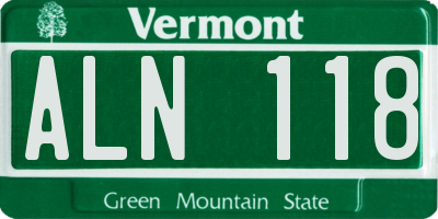 VT license plate ALN118