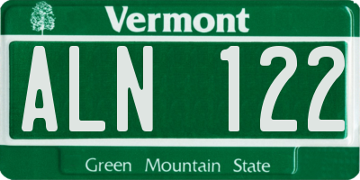 VT license plate ALN122