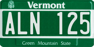 VT license plate ALN125