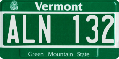 VT license plate ALN132