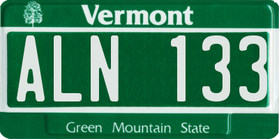 VT license plate ALN133