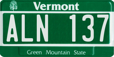 VT license plate ALN137