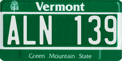 VT license plate ALN139