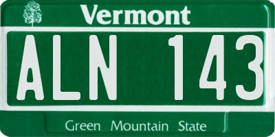 VT license plate ALN143
