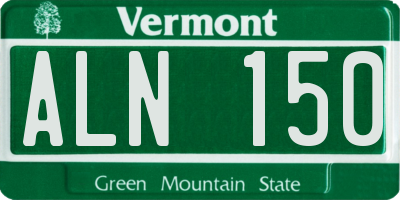 VT license plate ALN150