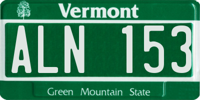VT license plate ALN153