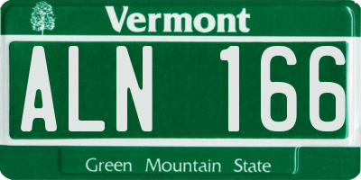 VT license plate ALN166