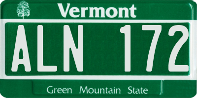 VT license plate ALN172