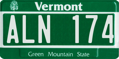 VT license plate ALN174