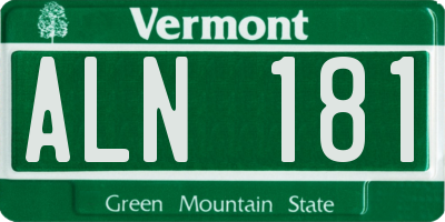 VT license plate ALN181