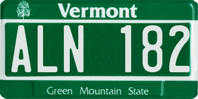 VT license plate ALN182