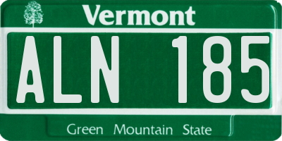 VT license plate ALN185