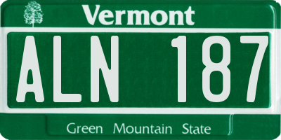 VT license plate ALN187