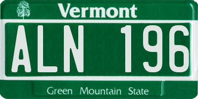VT license plate ALN196