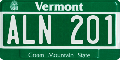 VT license plate ALN201