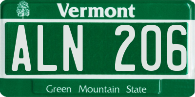 VT license plate ALN206